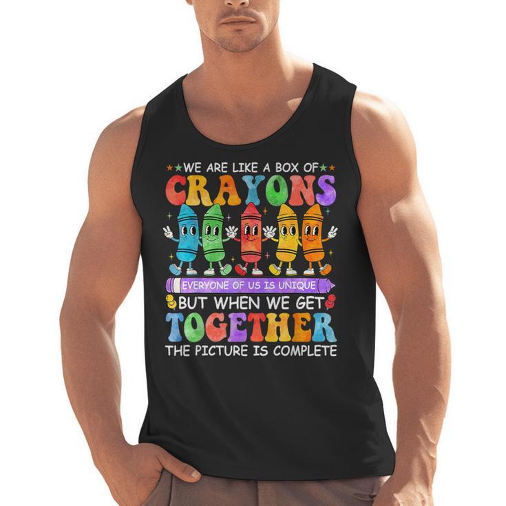 Teacher We Are Like A Box Of Crayons Back To School Men Women Kids Men Tank Top