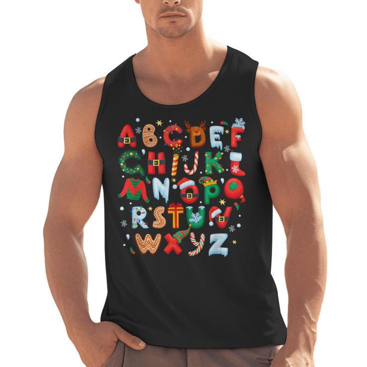 Teacher Christmas Alphabet Back To School Holiday Learning Men Tank Top