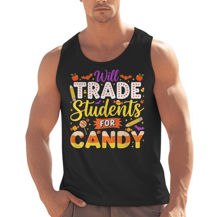 Teacher Cute Will Trade Students For Candy Halloween Costume Men Tank Top