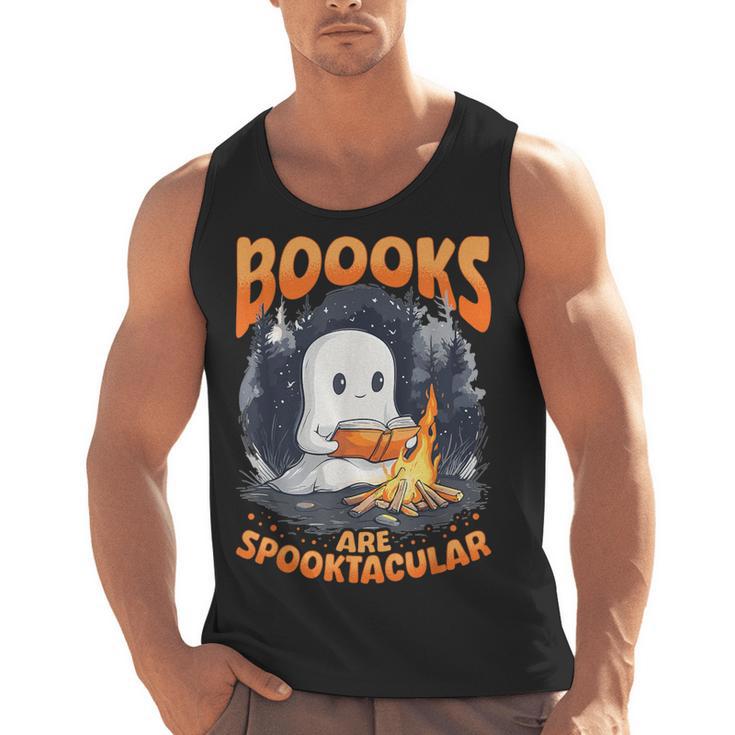 Teacher Halloween Ghost Reading Book Animal Boooks Are Men Tank Top