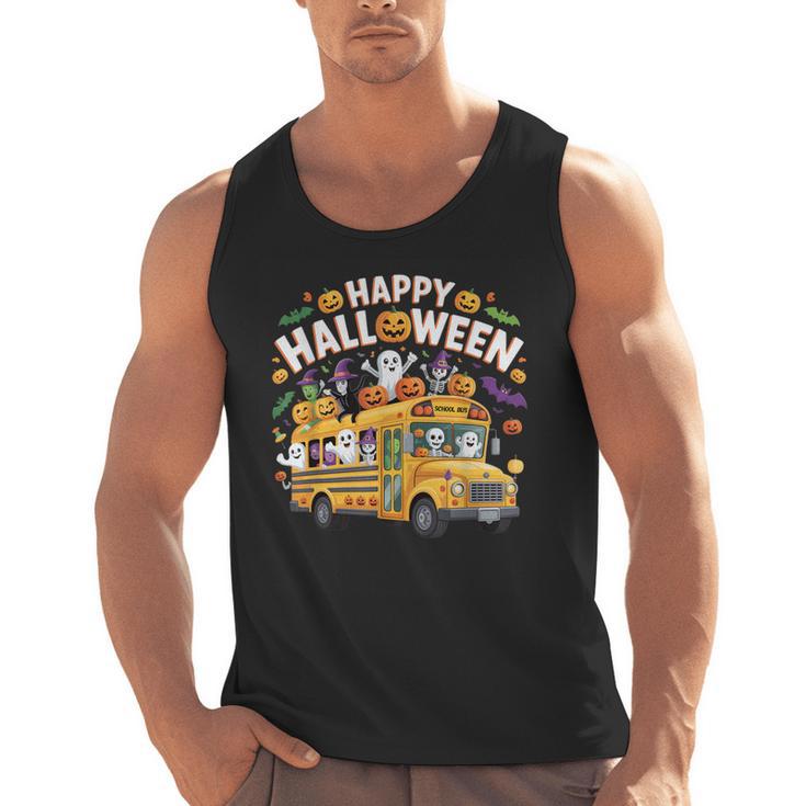 Teacher Halloween School Bus Driver Cute Ghost Witch Party Men Tank Top