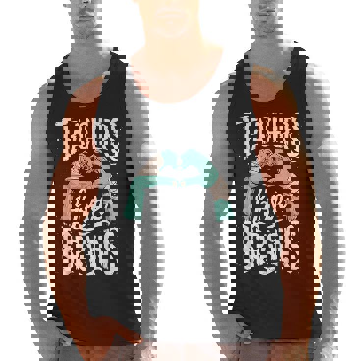 Teacher Halloween Shirt Women Men Teachers Love Brains Men Tank Top