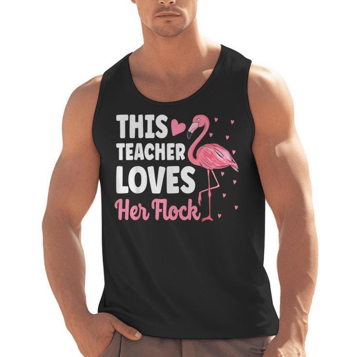 This Teacher Loves Her Flock Teaching Flamingo Girl Men Tank Top