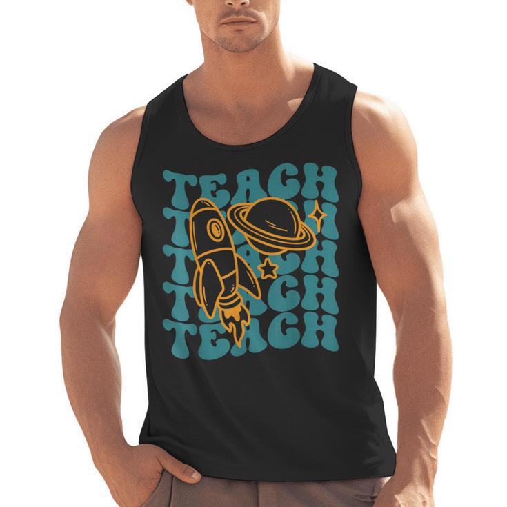 Teacher Outer Space Science Astronomy Planet Saturn Teach Men Tank Top