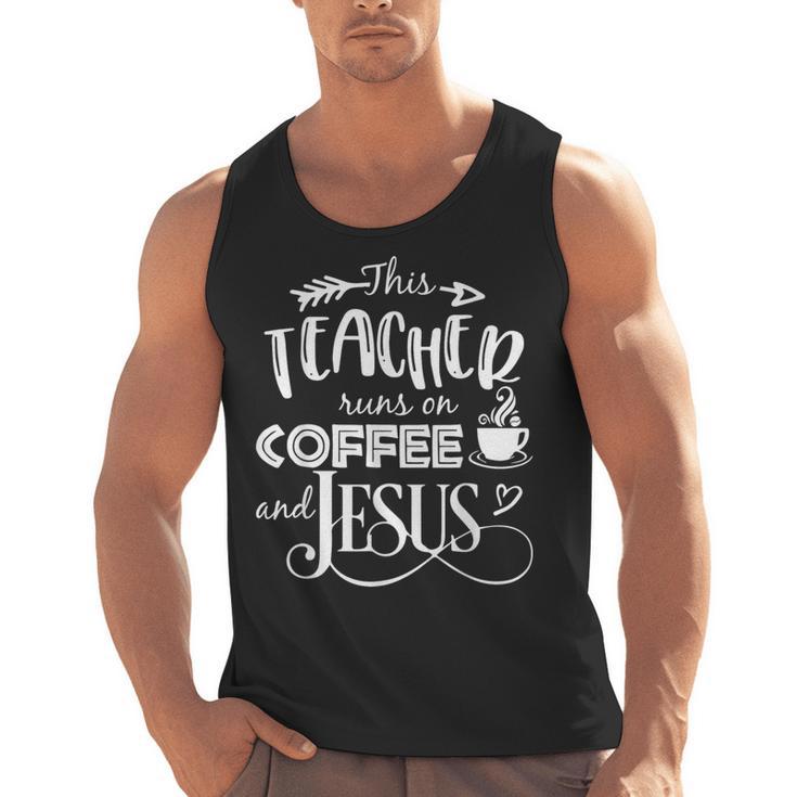 This Teacher Runs On Coffee And Jesus T Shirt Christian Tees Men Tank Top