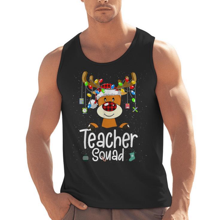 Teacher Squad Red Plaid Rudolph Reindeer Christmas Men Tank Top