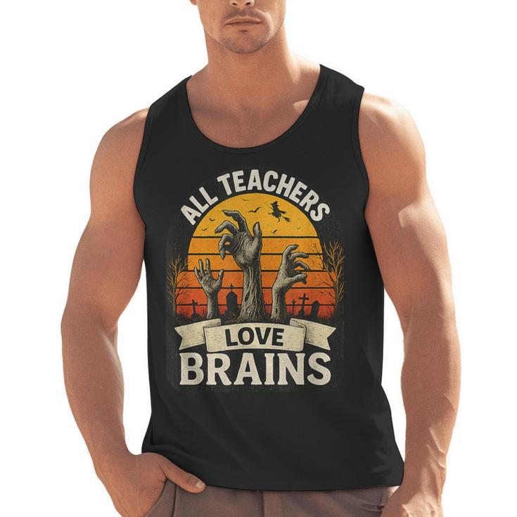 Teacher All Teachers Love Brains Halloween Men Tank Top