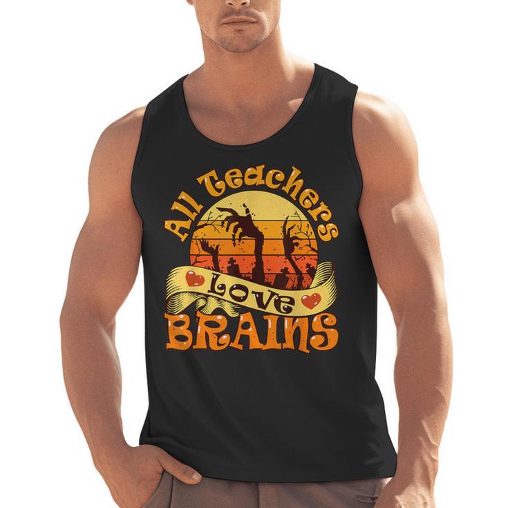 Teacher All Teachers Love Brains Halloween Party Men Tank Top