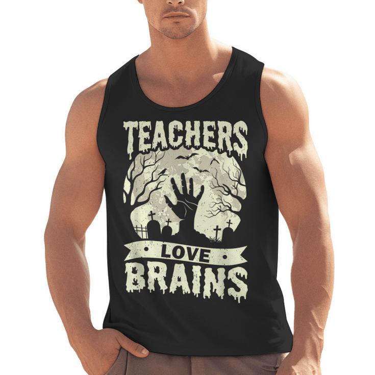 Teachers Love Brains Halloween Costume Boo Trick Teach Men Tank Top