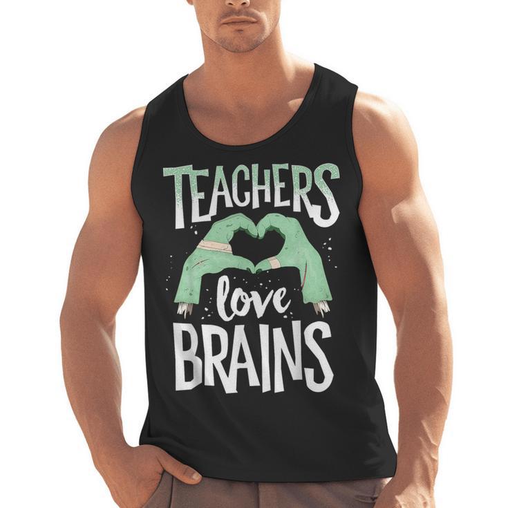 Teachers Love Brains Halloween Costume Trick Treat Zombie Men Tank Top