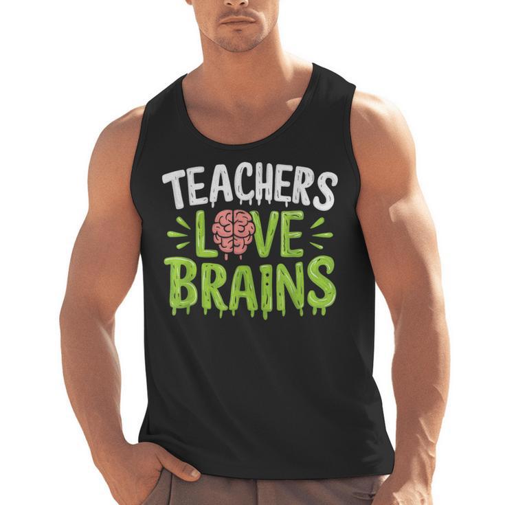 Teachers Love Brains Halloween Teacher Zombie Men Tank Top