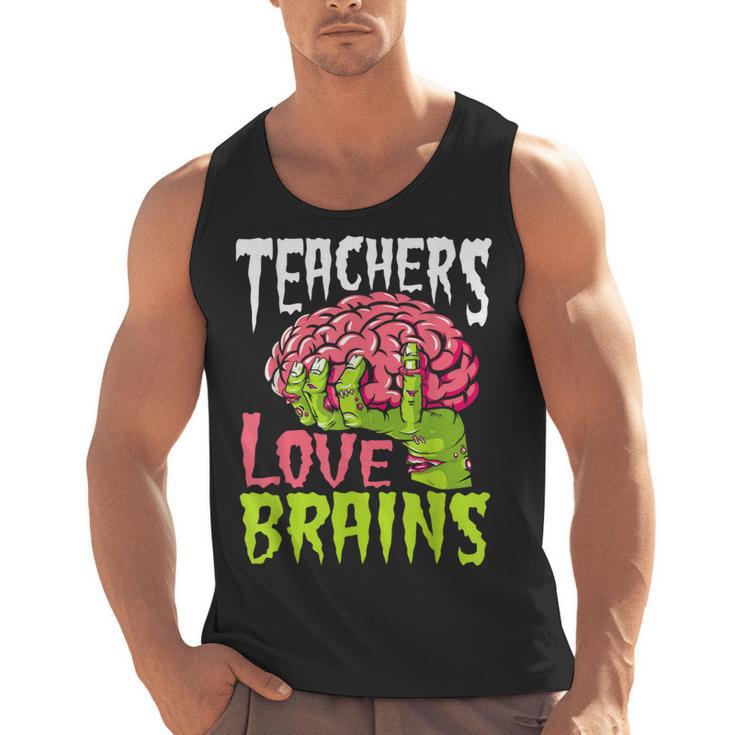 Teachers Love Brains Zombie Teacher Halloween Zombies Men Tank Top