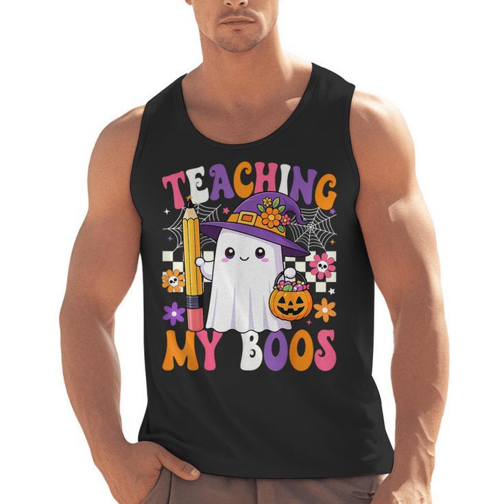 Teaching My Boos Ghost Teacher Cute Pencil Halloween Teacher Men Tank Top