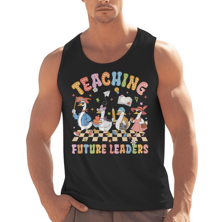 Teaching Future Leaders Teacher Back To School Cute Goose Men Tank Top