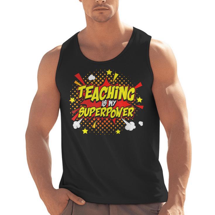 Teaching Is My Superpower Retro Comic Teacher Men Tank Top