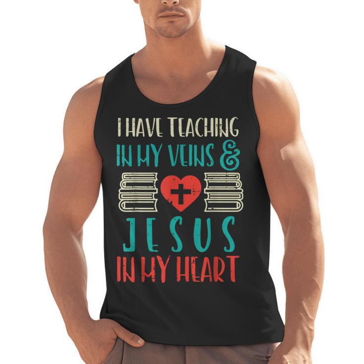 Teaching In My Veins Jesus In My Heart God Christian Teacher Men Tank Top