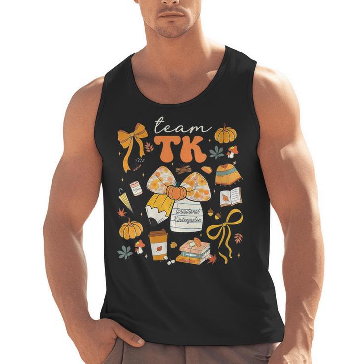 Team TK Crew Preppy Coquette Bow Pumpkin Fall TK Teacher Men Tank Top