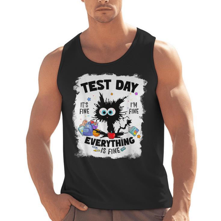 Test Day Stressed Cat Teacher Student Kids Testing Day Men Tank Top