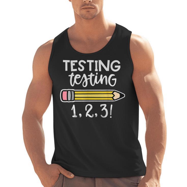 Testing Testing 123 Cute Test Day School Teacher Exam For Men Women Girls Kids Men Tank Top