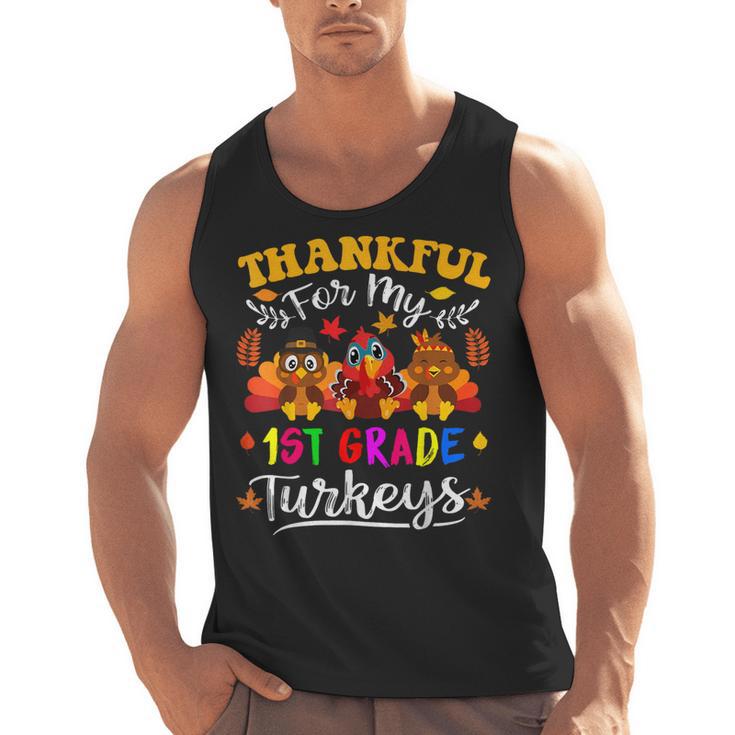 Thankful For My 1st Grade Turkeys Thanksgiving Teacher Fall Men Tank Top