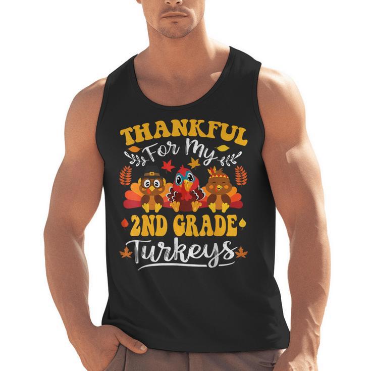 Thankful For My 2nd Grade Turkeys Thanksgiving Teacher Fall Men Tank Top