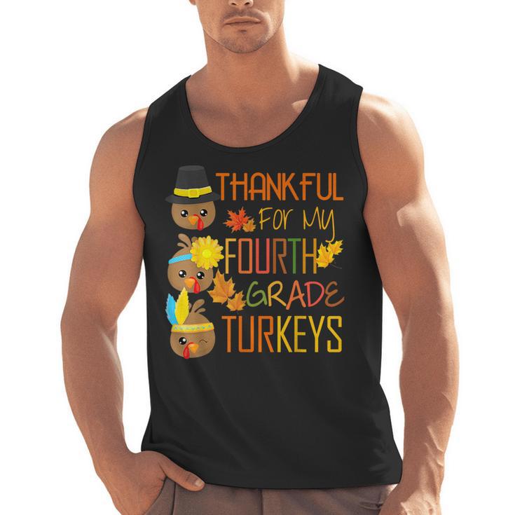 Thankful For My 4th Grade Turkey Thanksgiving Turkey Teacher Men Tank Top