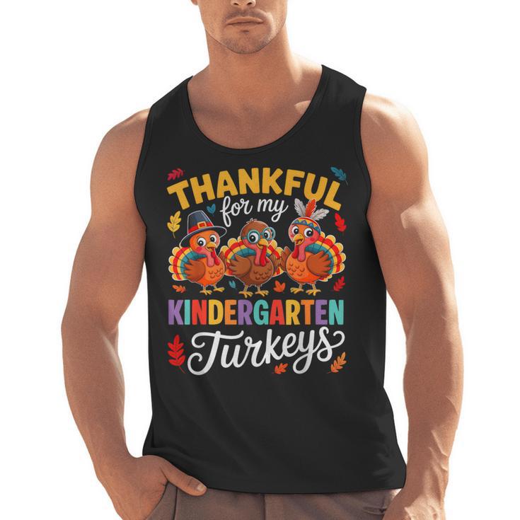 Thankful For My Kindergarten Turkeys Thanksgiving Teacher Men Tank Top