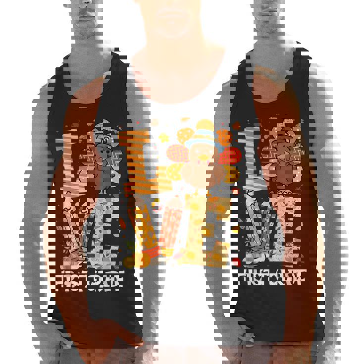 Thanksgiving Love First Grade Teacher Turkey Autumn Fall For Men Women Girls Kids Men Tank Top