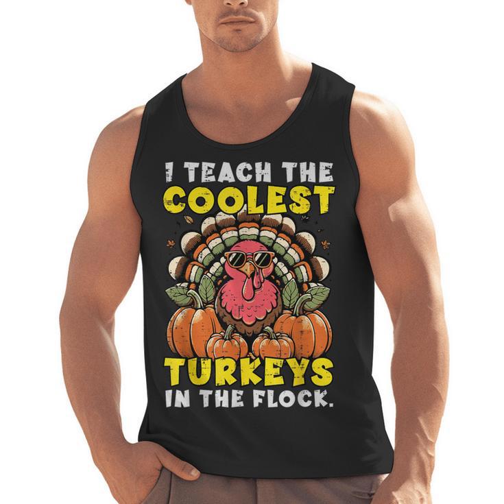 Thanksgiving I Teach Coolest Turkeys Teacher Fall Women Men Men Tank Top