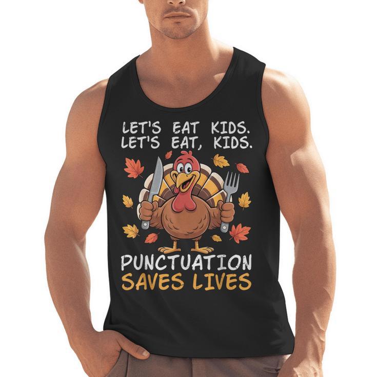 Thanksgiving Teacher Turkey Lets Eat Kids Punctuation Men Tank Top