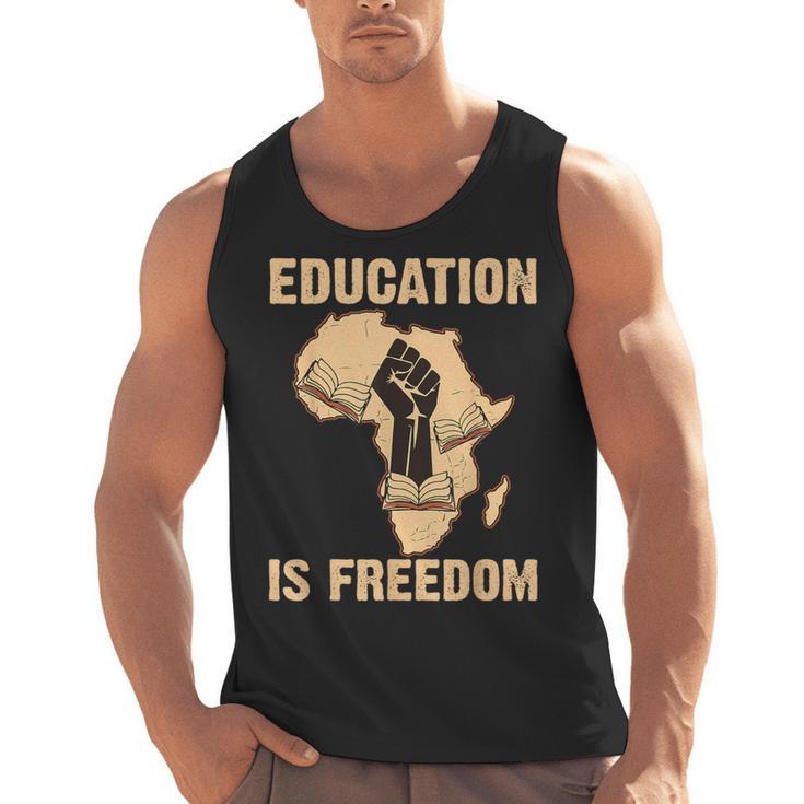 History Education Is Freedom African Map Black Teacher Men Tank Top