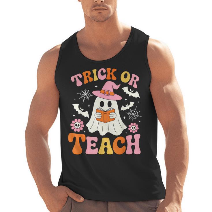 Trick Or Teach Cute Floral Ghost Teacher Halloween Costume Men Tank Top