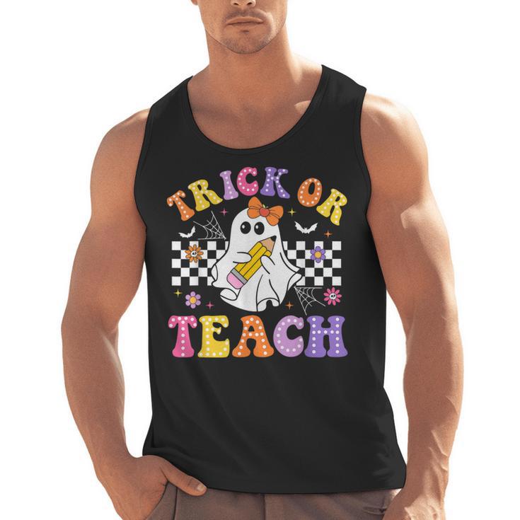 Trick Or Teach Groovy Halloween Teachers Men Tank Top