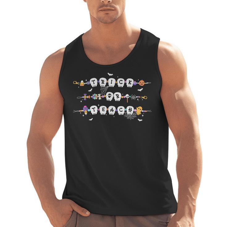 Trick Or Teach Spooky Teacher Happy Halloween Bracelet Men Tank Top