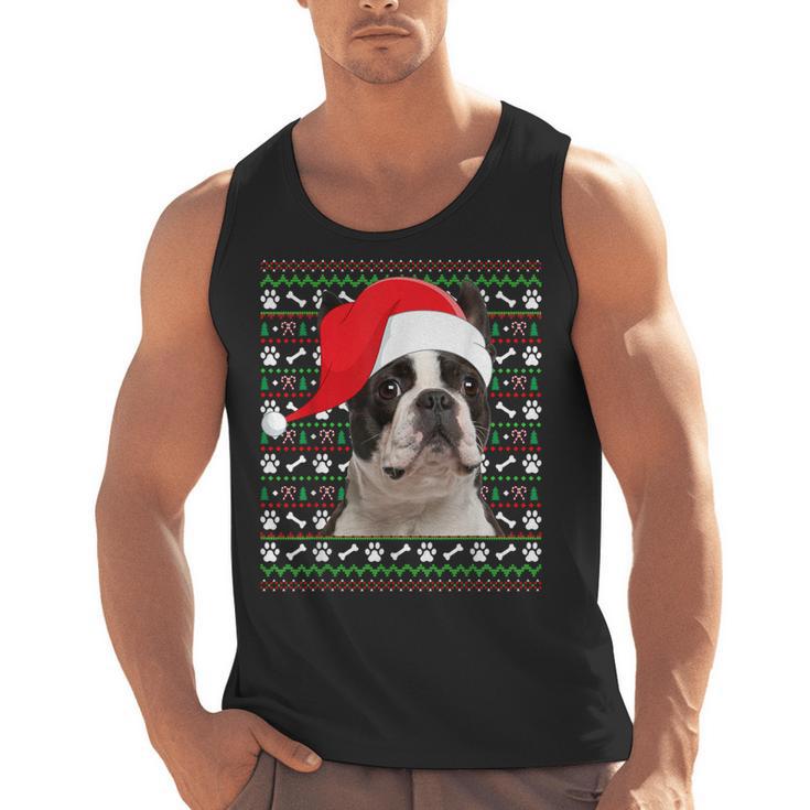 Ugly Xmas Sweater Santa Boston Terrier Dog Christmas For Men Women Kids Men Tank Top, Boston Terrier Christmas Gifts, trending gift