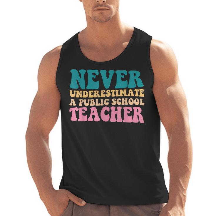 Never Underestimate A Public School Teacher Groovy Women Men Tank Top
