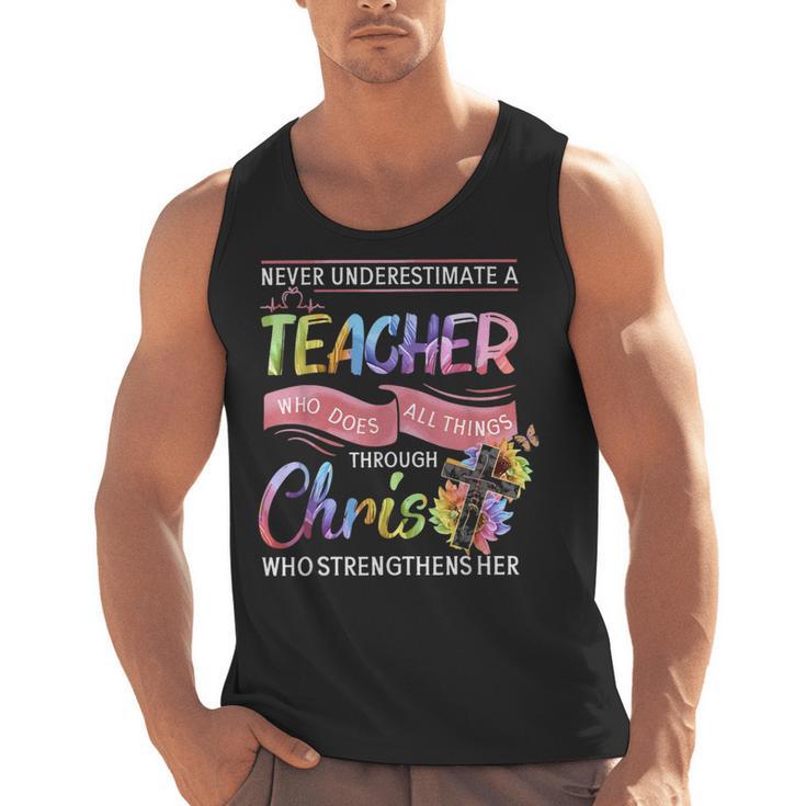 Never Underestimate A Teacher Does All Things Through Christ For Men Women Men Tank Top