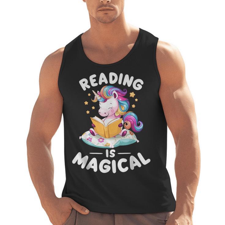 Unicorn Teacher Reading Is Magical Book Men Tank Top