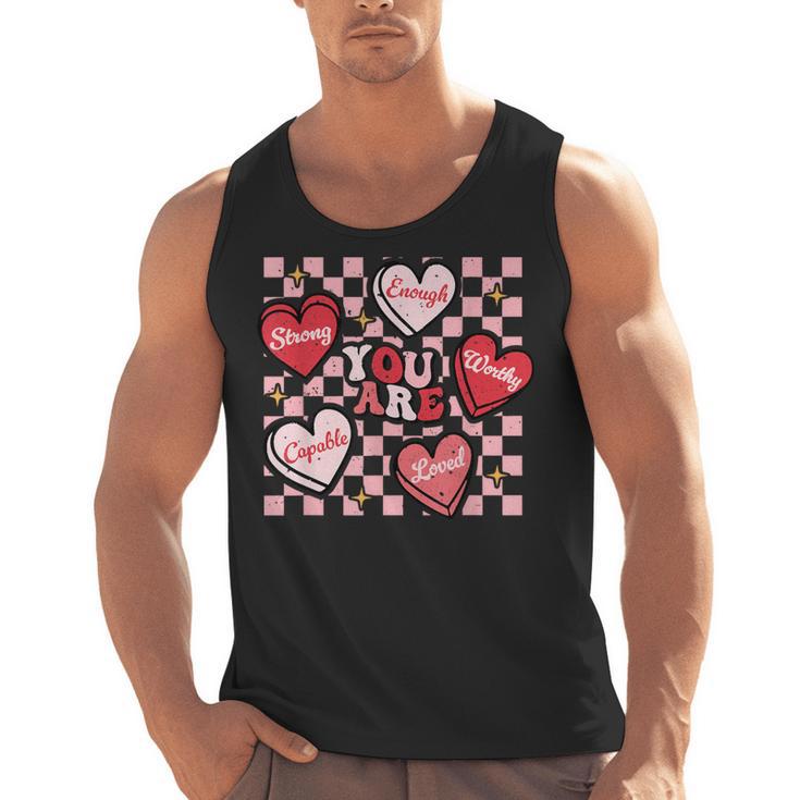 Valentine You Are Loved Worthy Enough Candy Heart Teacher For Men Women Girls Kids Men Tank Top