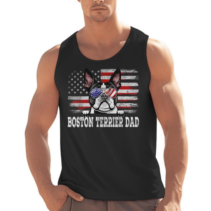 Vintage Boston Terrier Dad American Flag Father's Day Men Tank Top, Boston Terrier Dad Gifts, American Boston Terrier Gifts, trending gift