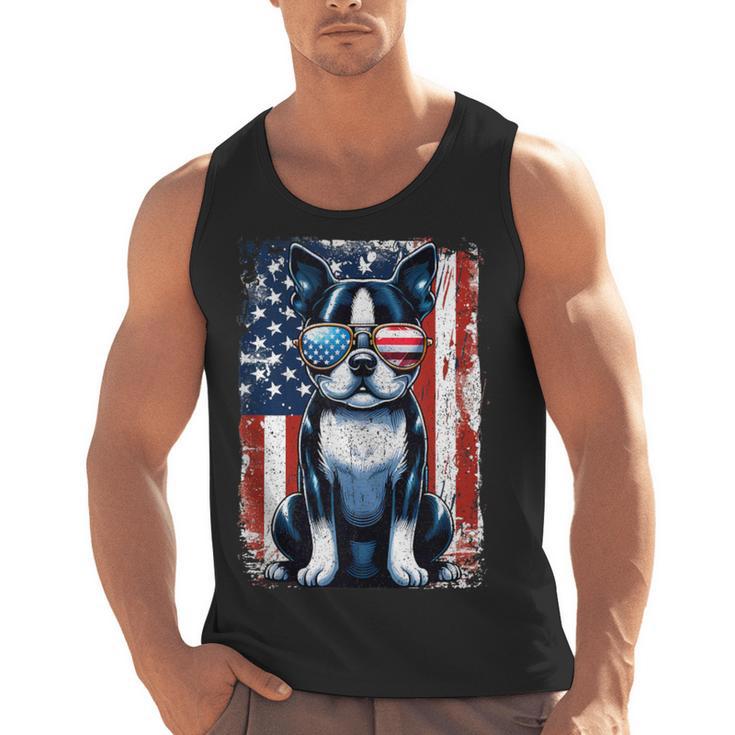 Vintage Boston Terrier Dog American USA US Flag Pets Lovers Tank Top Men Tank Top, American Boston Terrier Gifts, trending gift