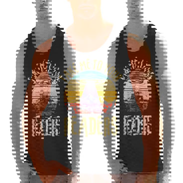 Vintage Take Me To Your Readers English Teacher Alien Space Men Women Men Tank Top