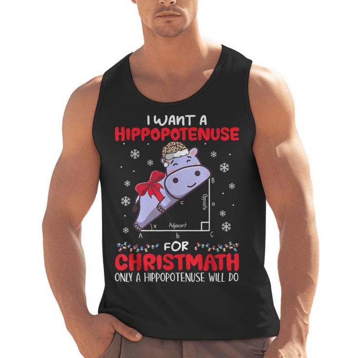 I Want A Hippopotenuse For Christmath Math Teacher Christmas Men Tank Top