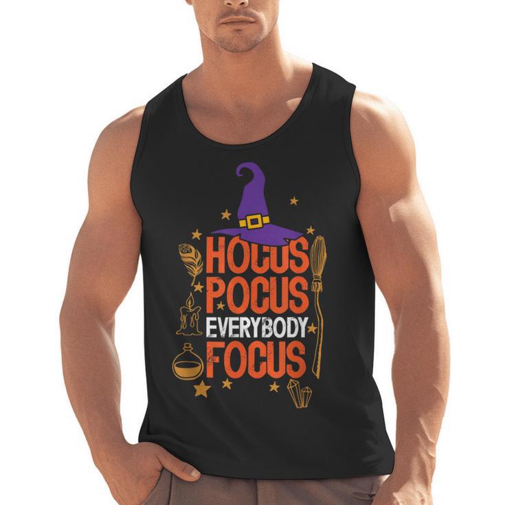 Witchy Halloween Hocus Pocus Everybody Focus Teacher Pumpkin Men Tank Top