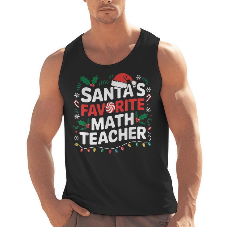 Xmas Lighting Santa's Favorite Math Teacher Christmas Men Tank Top