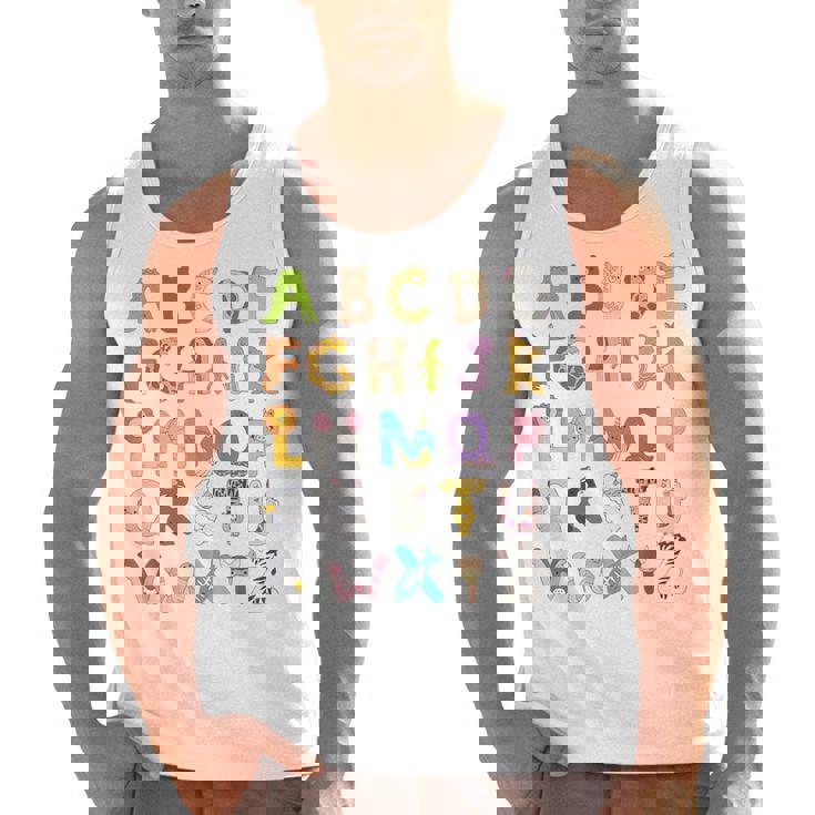 ABC Animals Alphabet Graphic Boys Girls Kindergarten Teacher Men Tank Top