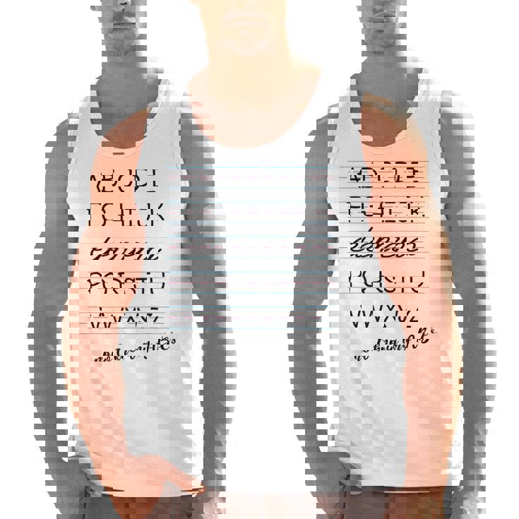 ABC Elemeno Shirt Alphabet Kindergarten Preschool Teacher Men Tank Top