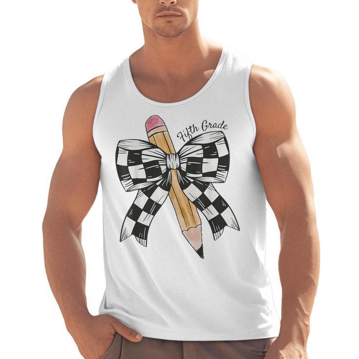 Back To School Hello Fifth Grade Teacher Coquette Pencil Bow Men Tank Top