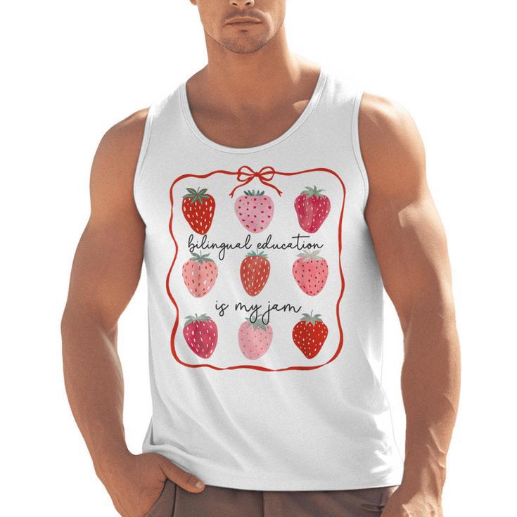 Bilingual Education Is My Jam Strawberry Spanish Teacher Men Tank Top