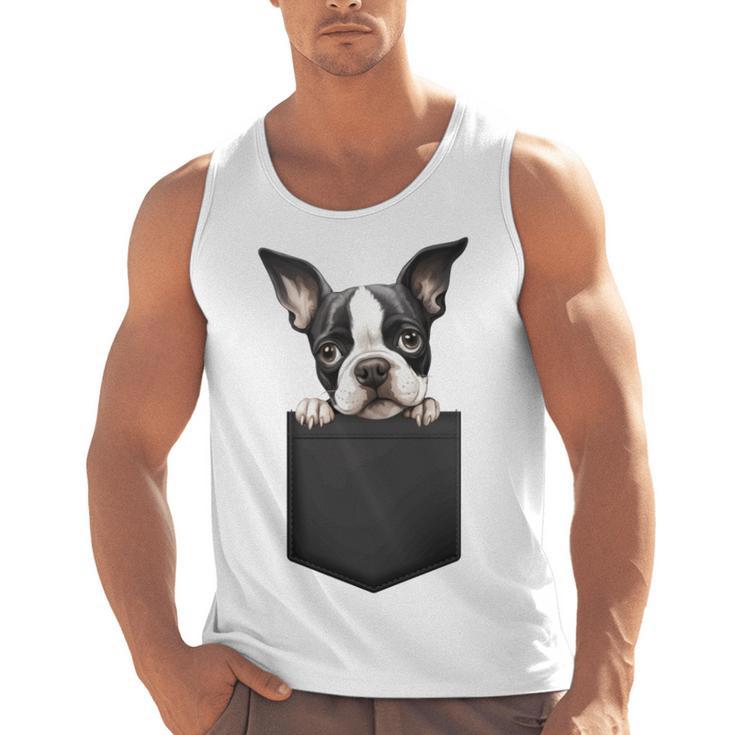 Boston Terrier Dog Puppy Dog In Pocket Cute Pet Lover Men Tank Top, trending gift